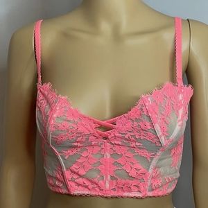 VICTORIA’S SECRET Dream Angels Salmon Pink Lace Corset Bustier Bra